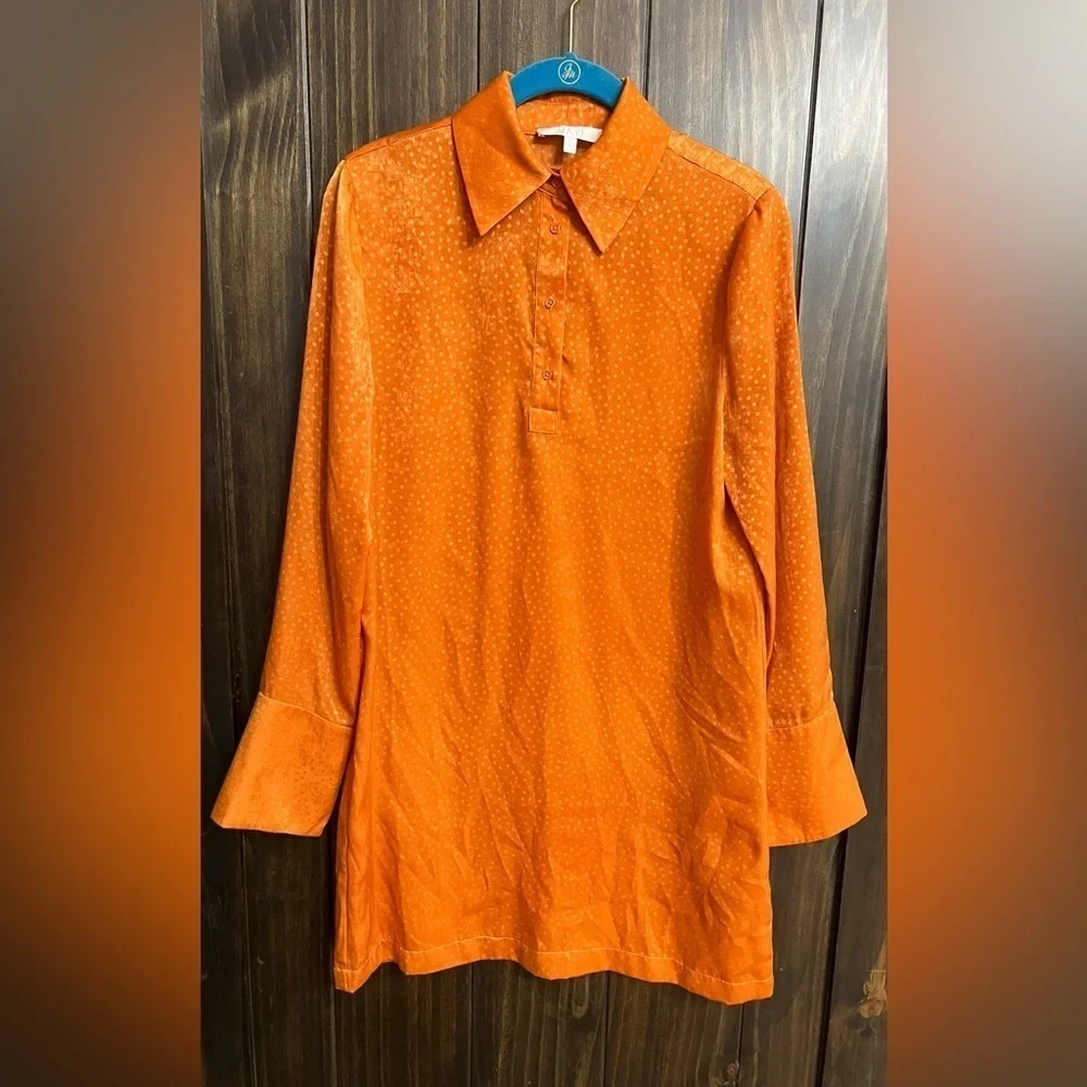 Wayf dress-Size: XS-Rusty Orange with buttons at the collar - Picture 3 of 14